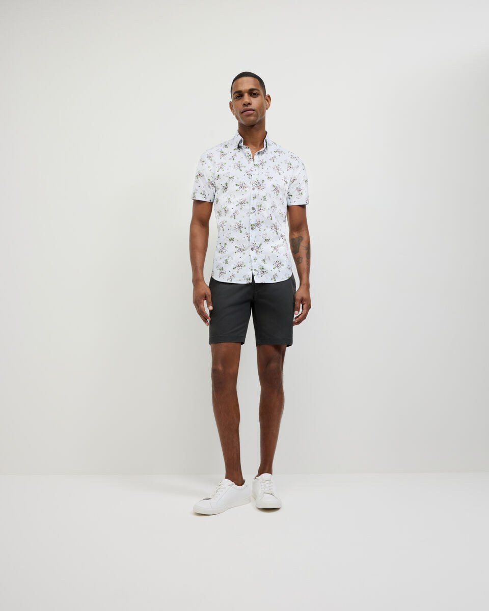 Bouquet Floral Short Sleeve Shirt, Khaki, hi-res